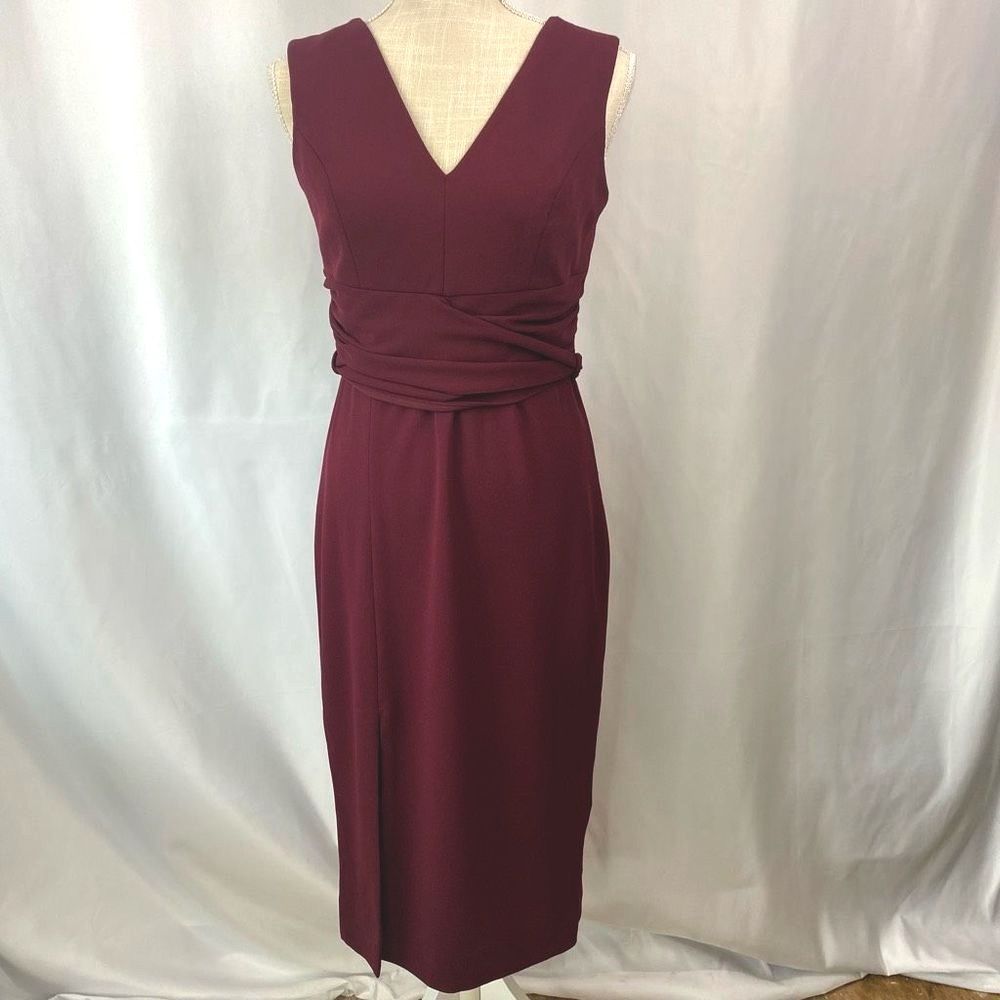 New! Dress The Population Alessia Tie Waist Crepe Dress Women’s